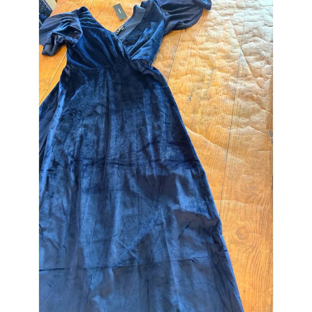 Sz S - NEW Lulus Blue Velvet Maxi Dress - Picture 7 of 7
